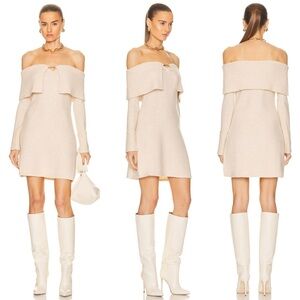 Cult Gaia Edna Knit Off Shoulder Mini Dress in Off White